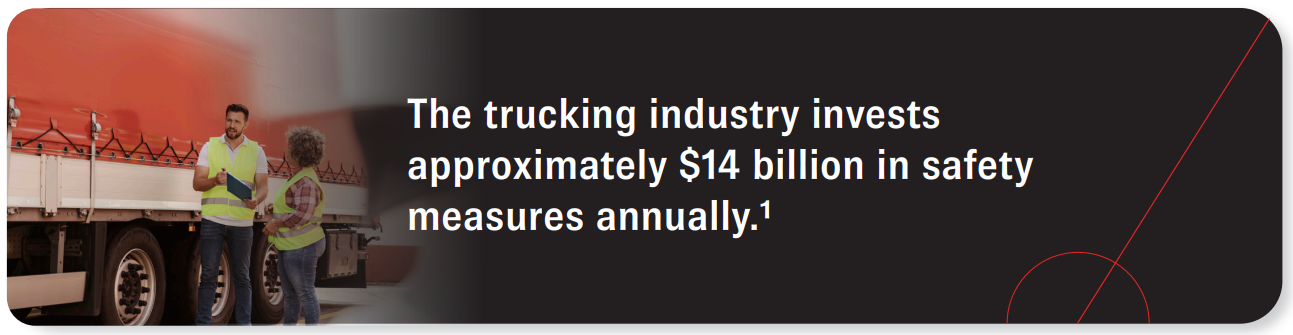 The trucking industry invests approximately $14 billion in safety measures annually. Source 1.