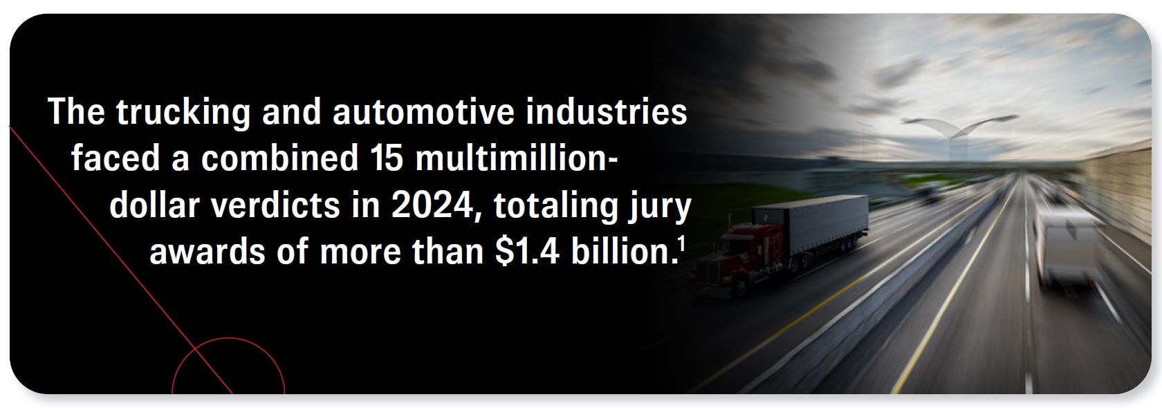 The trucking and automotive industries faced a combined 15 multimillion dollar verdicts in 2024, totaling jury awards of more than $1.4 billion. Source 1.
